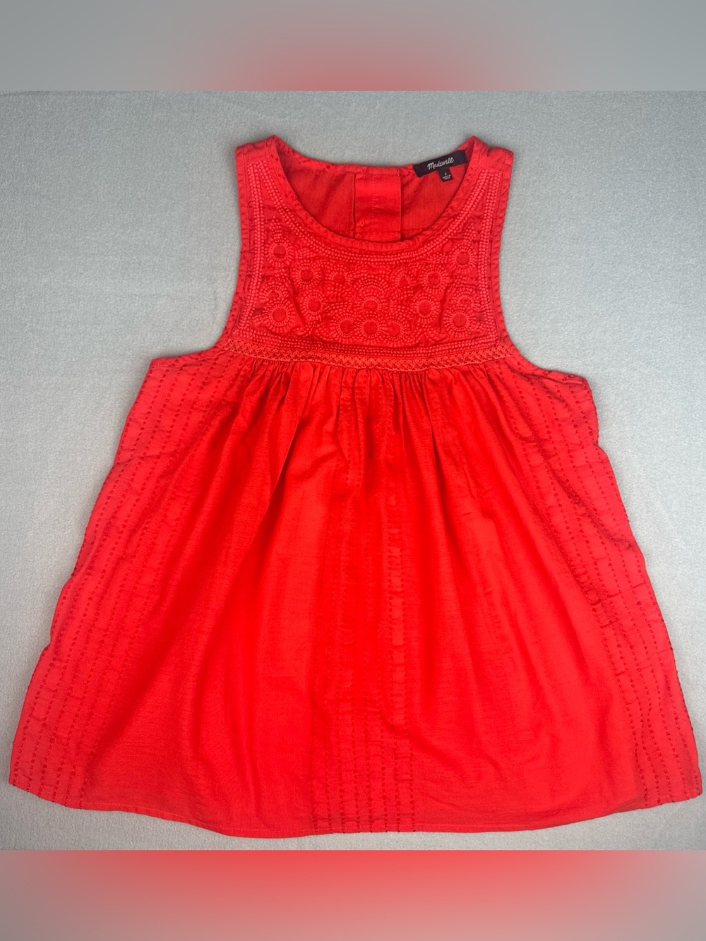 Madewell Orange Embroidered Crochet Swing Top Women’s Size 2 Boho Sleeveless